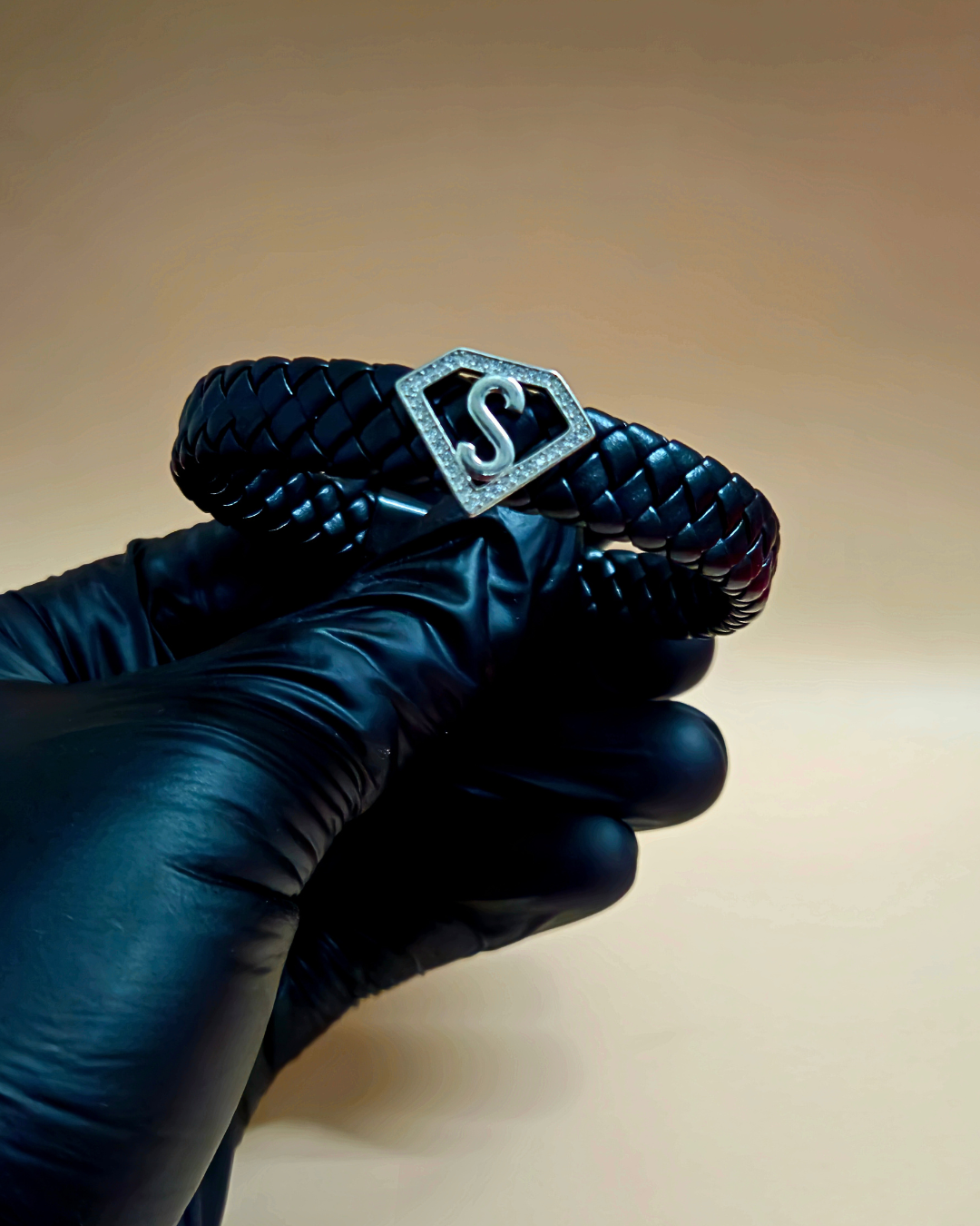 Leather alphabet(S) bracelet