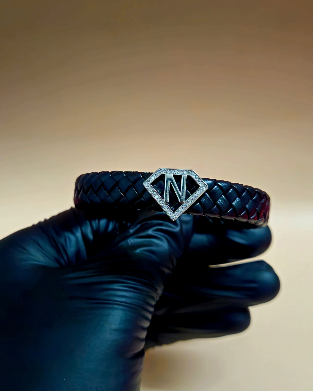 Leather alphabet(N) bracelet