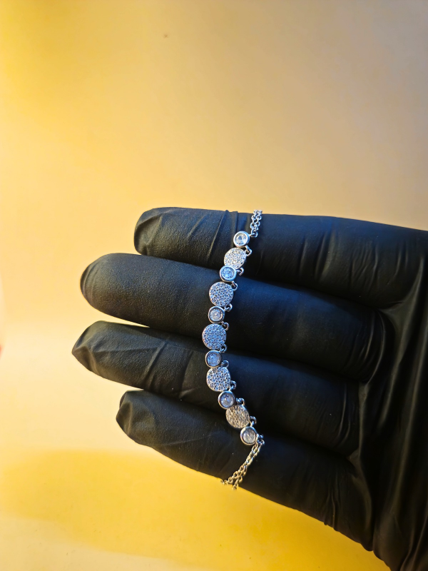 Reeva's 925 Sterling Silver Curved Shaped Diamond Bracelet