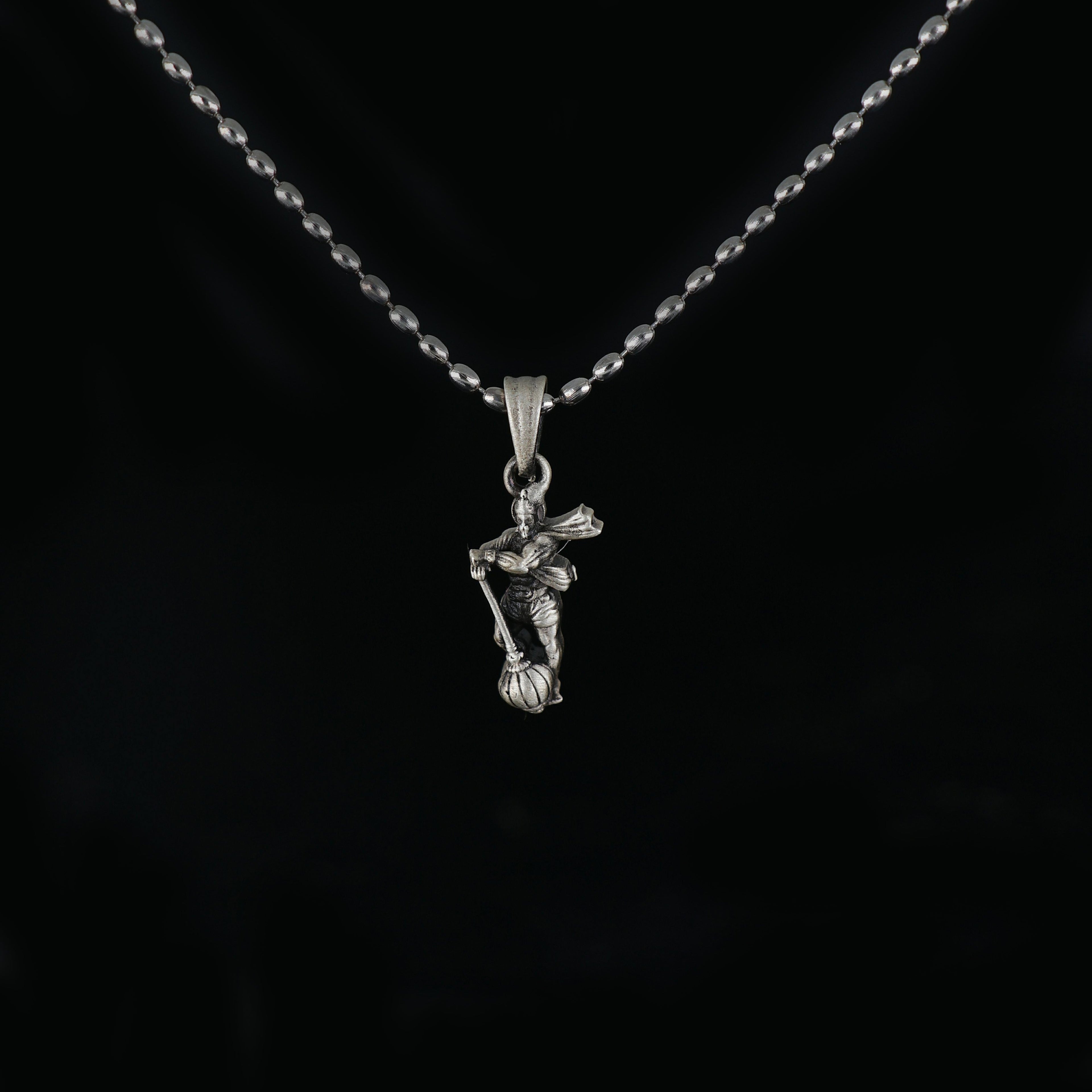 Divine 925 Sterling Silver Lord Hanuman Idol Pendant with Chain