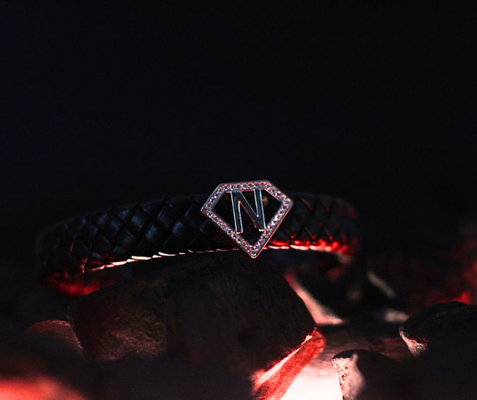 Leather alphabet(N) bracelet