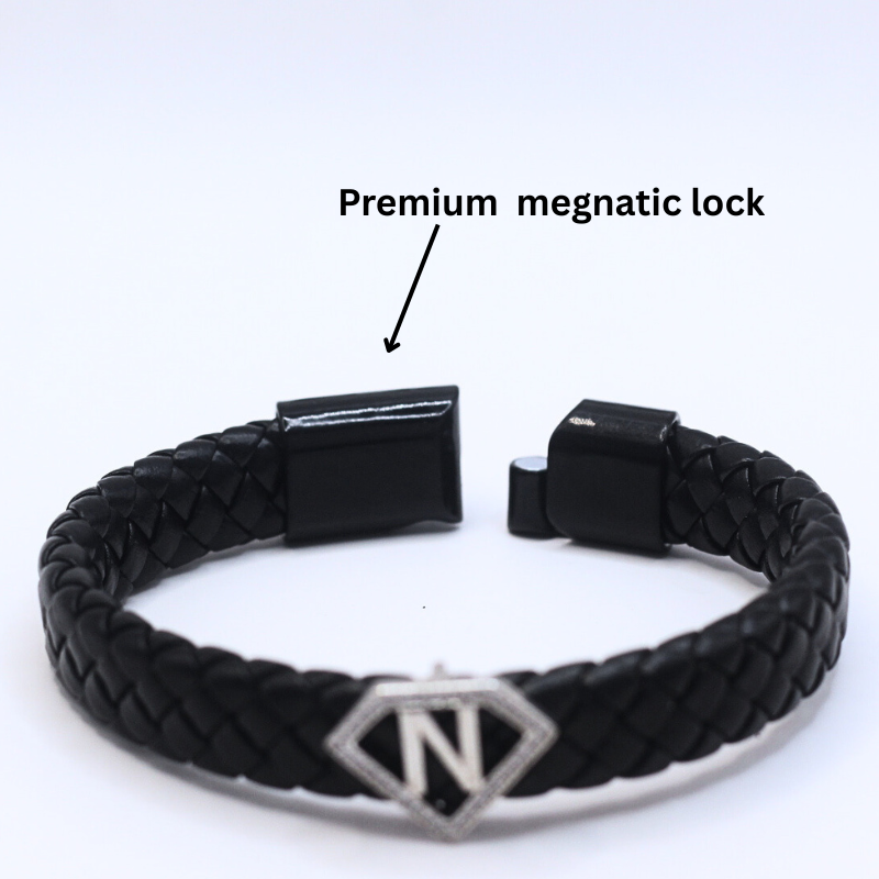 Leather alphabet(N) bracelet