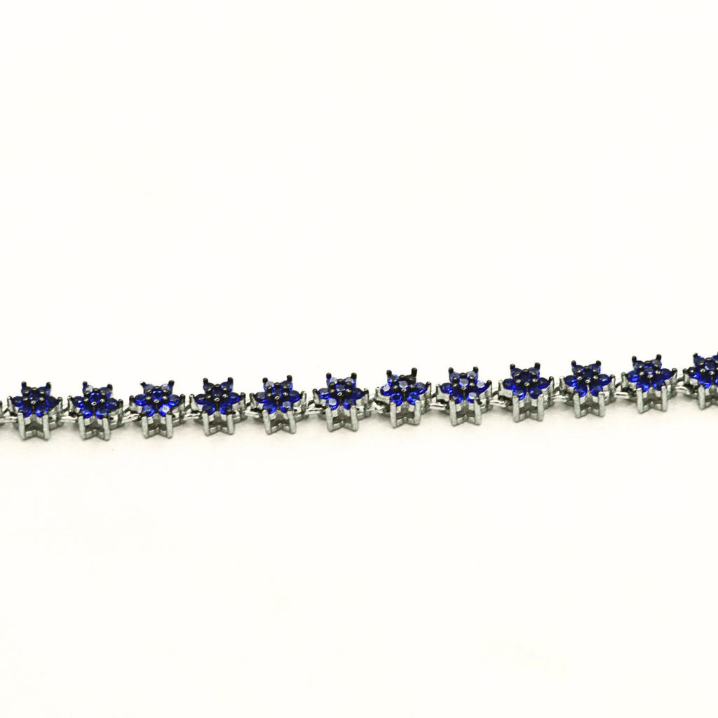 Reeva's 925 Sterling Silver Floral Diamond Bracelet