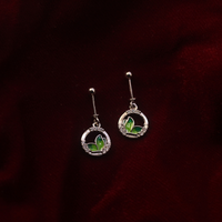 Green Enamel & CZ Stones bugdi