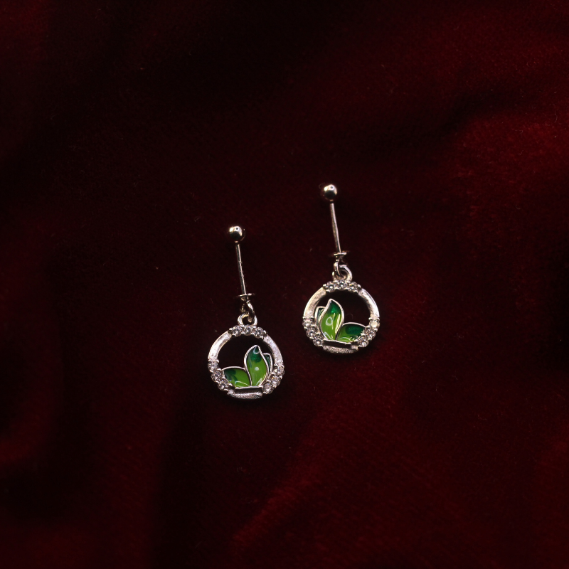 Green Enamel & CZ Stones bugdi