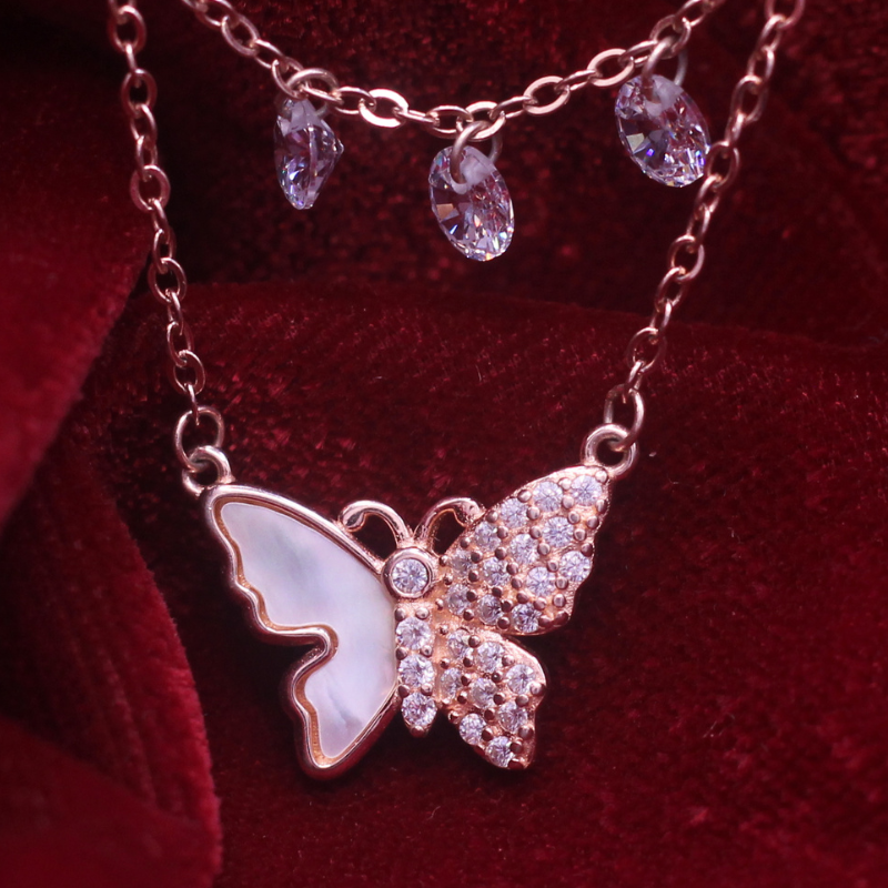 Reeva's 925 sterling silver Rose gold butterfly pandal