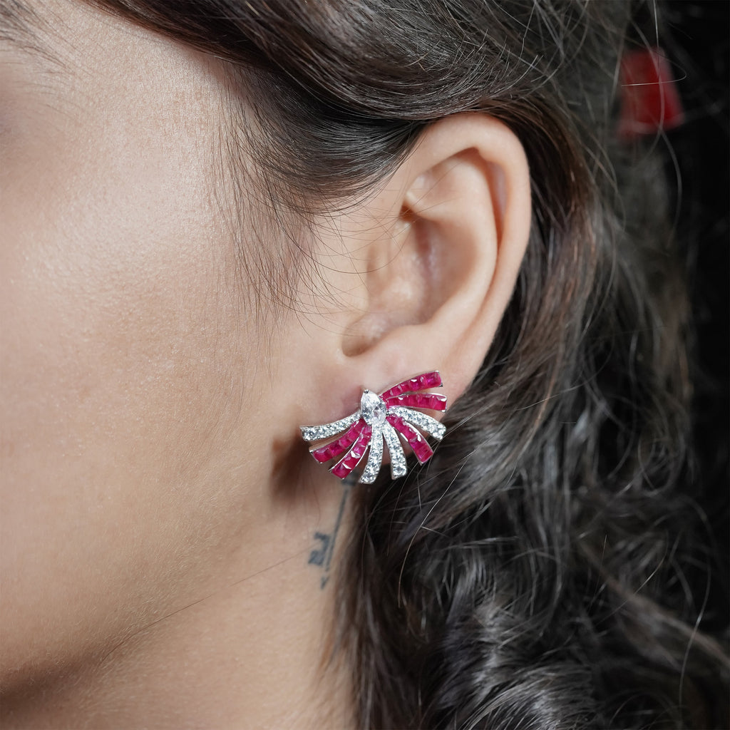 Reeva 's CZ Earrings with Ruby accent