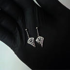 Dazzling 925 Silver  CZ Fan Drop Earrings