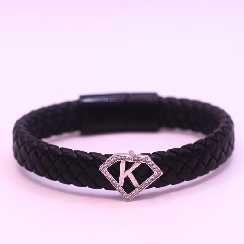 Leather alphabet(K) bracelet