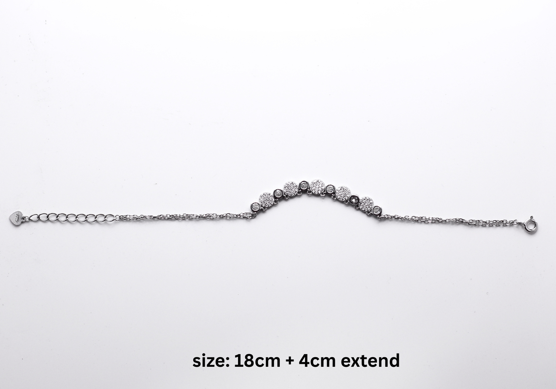 Reeva's 925 Sterling Silver Curved Shaped Diamond Bracelet