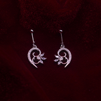 Elegant 925 Silver floral CZ Drop bugdi