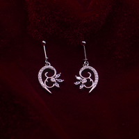 Elegant 925 Silver floral CZ Drop bugdi