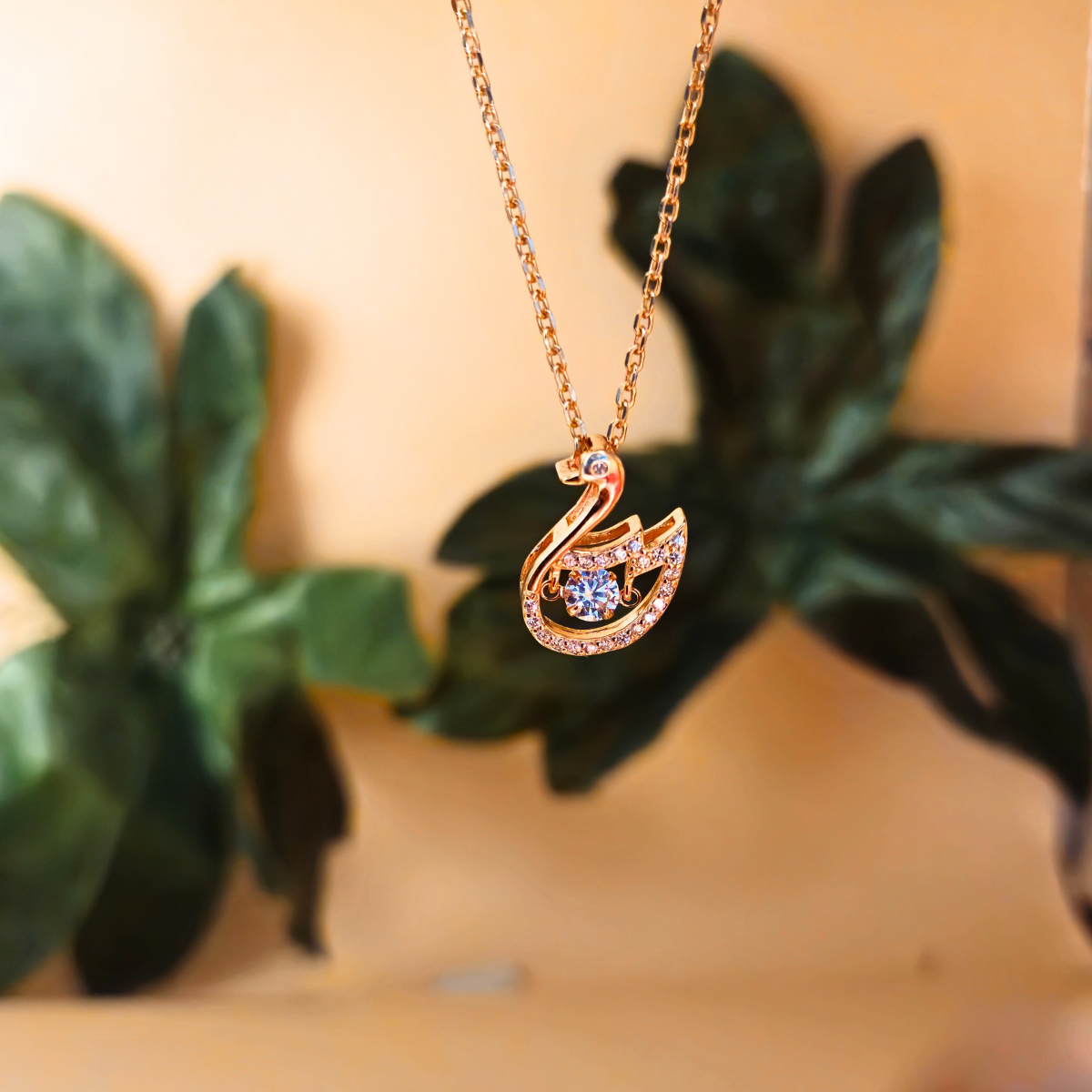 Reeva's 925 sterling silver Swan diamond Pandal with rose gold