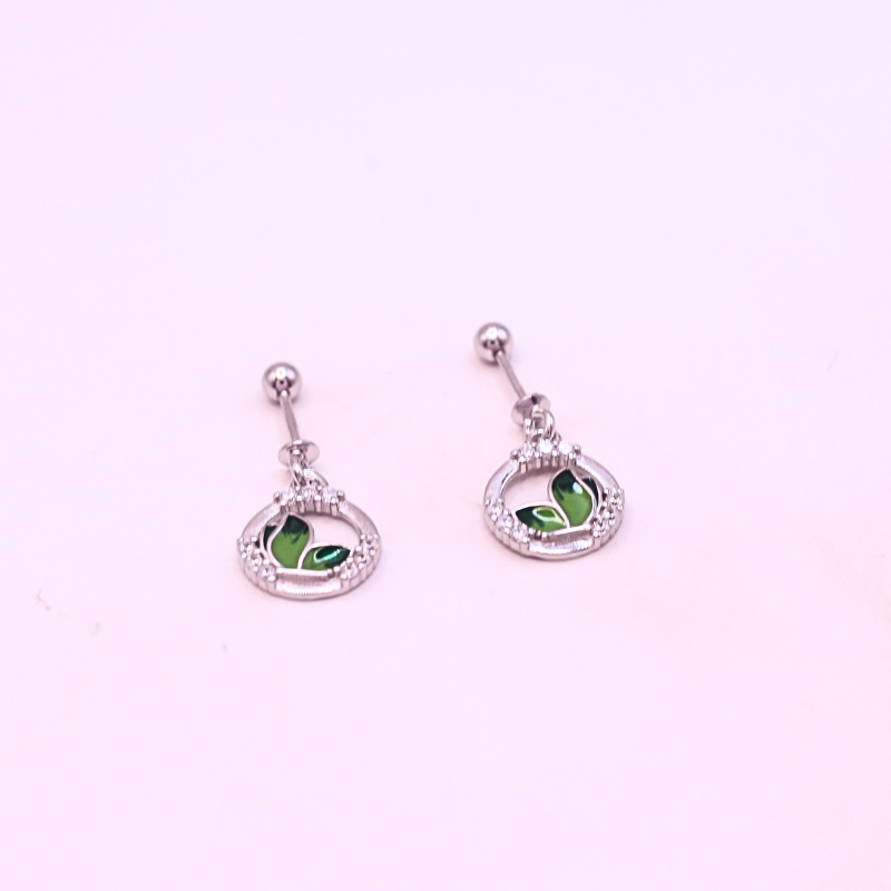 Green Enamel & CZ Stones bugdi