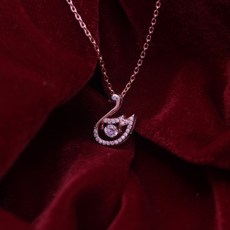Reeva's 925 sterling silver Swan diamond Pandal with rose gold