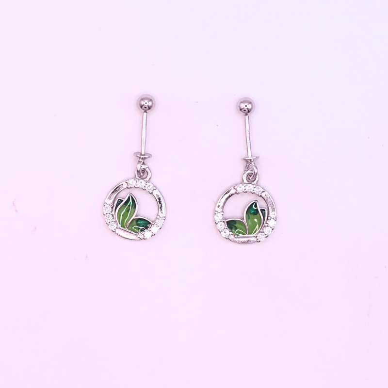 Green Enamel & CZ Stones bugdi