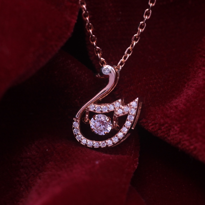 Reeva's 925 sterling silver Swan diamond Pandal with rose gold
