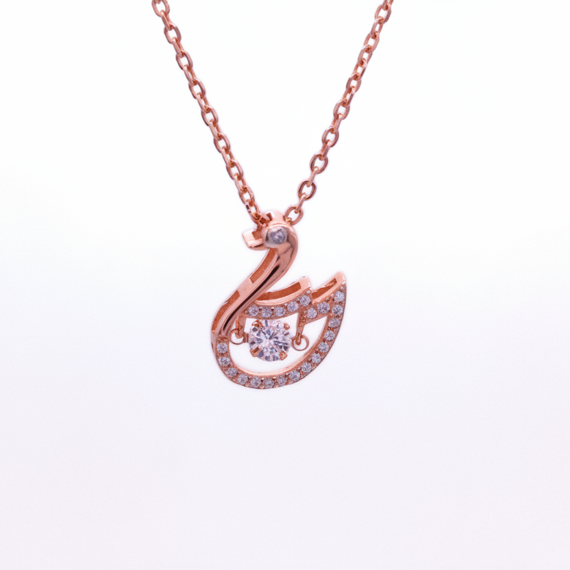 Reeva's 925 sterling silver Swan diamond Pandal with rose gold