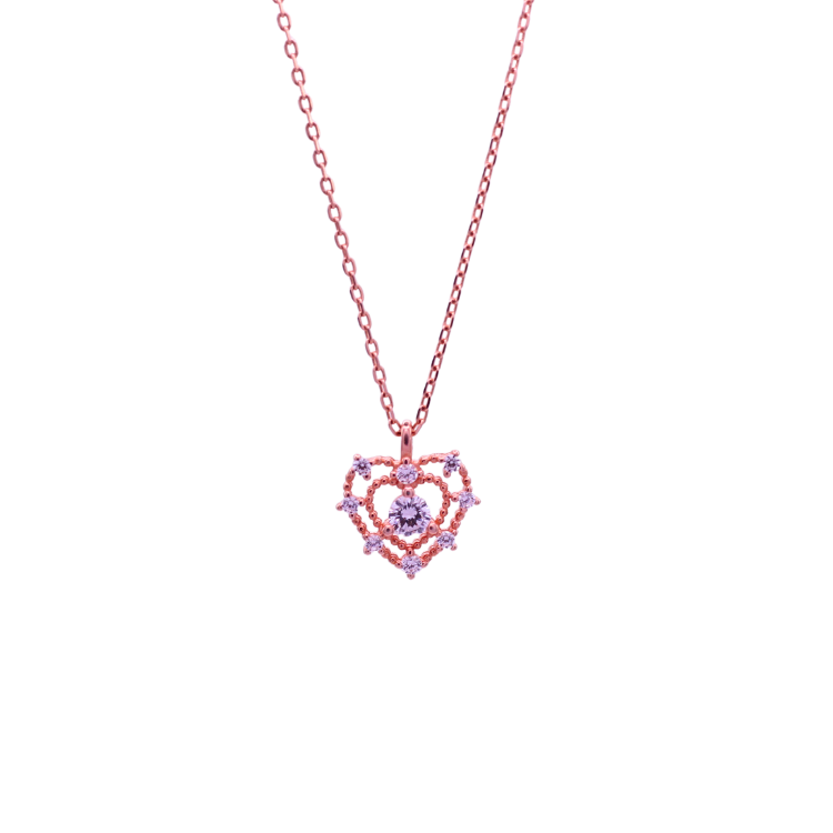 Reeva's 925 sterling silver  Heart Pendant with  Rose Gold