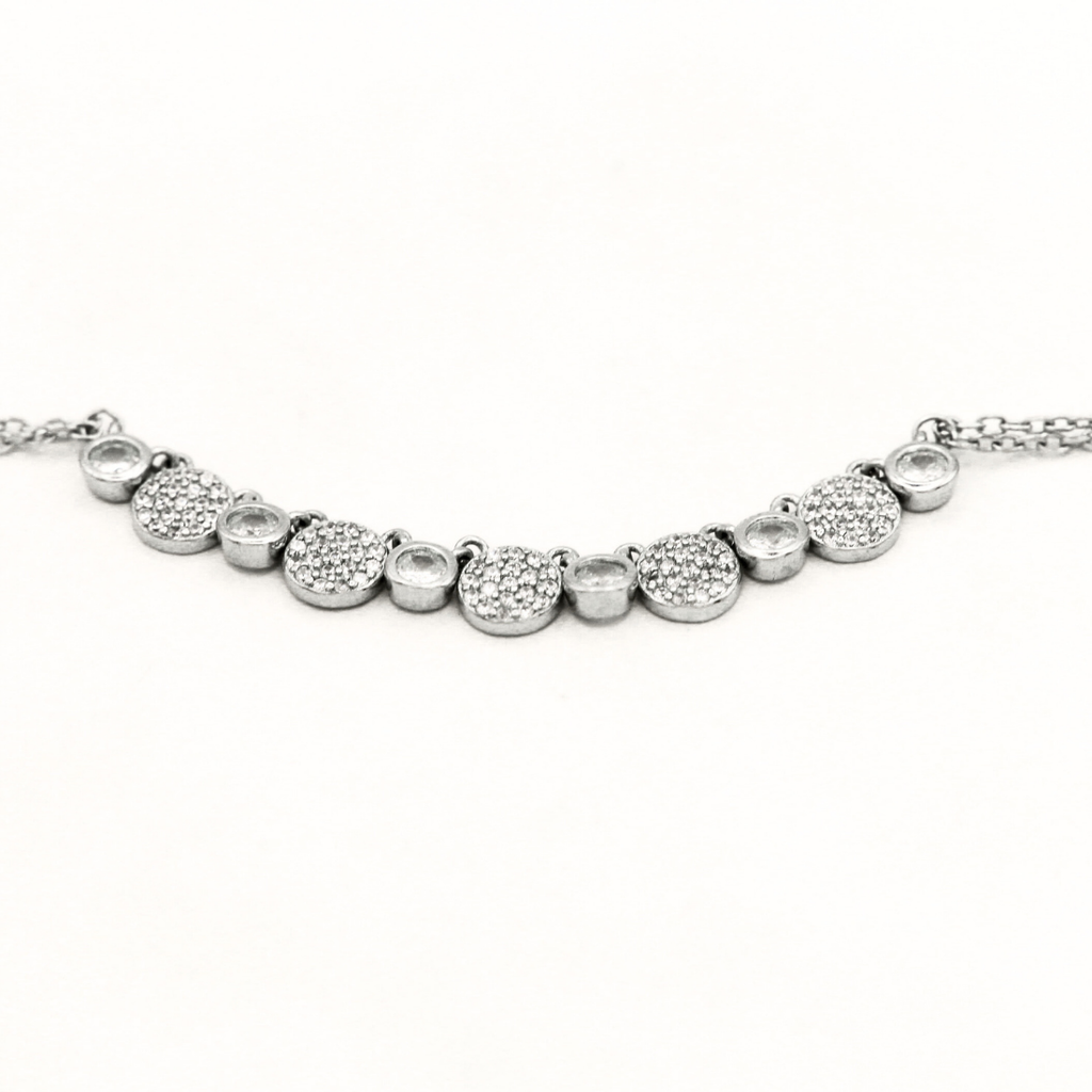 Reeva's 925 Sterling Silver Curved Shaped Diamond Bracelet