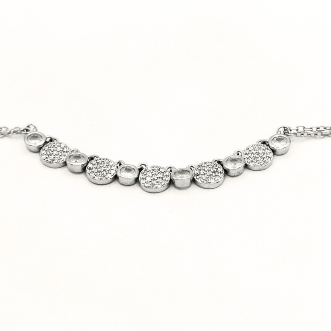Reeva's 925 Sterling Silver Curved Shaped Diamond Bracelet