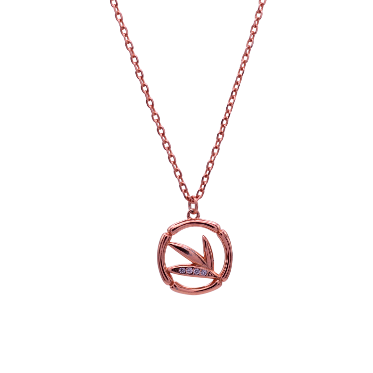 Reeva's 925 sterling silver Leaf necklace with rose gold