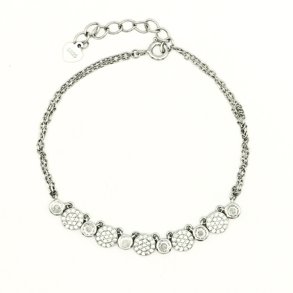 Reeva's 925 Sterling Silver Curved Shaped Diamond Bracelet