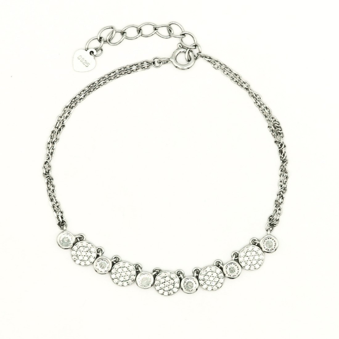 Reeva's 925 Sterling Silver Curved Shaped Diamond Bracelet