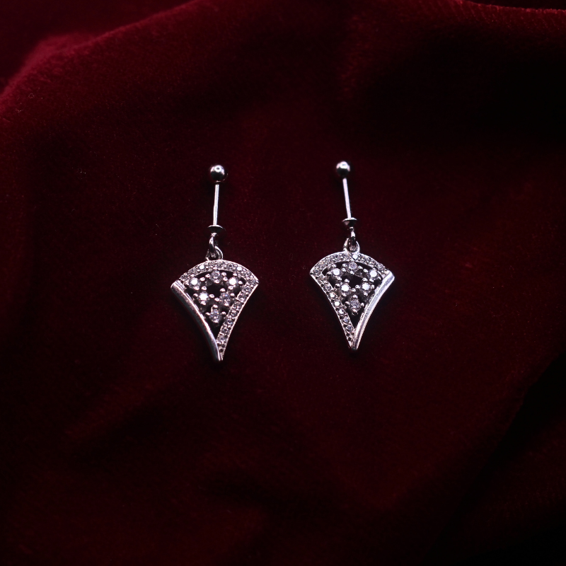 Dazzling 925 Silver  CZ Fan Drop Earrings