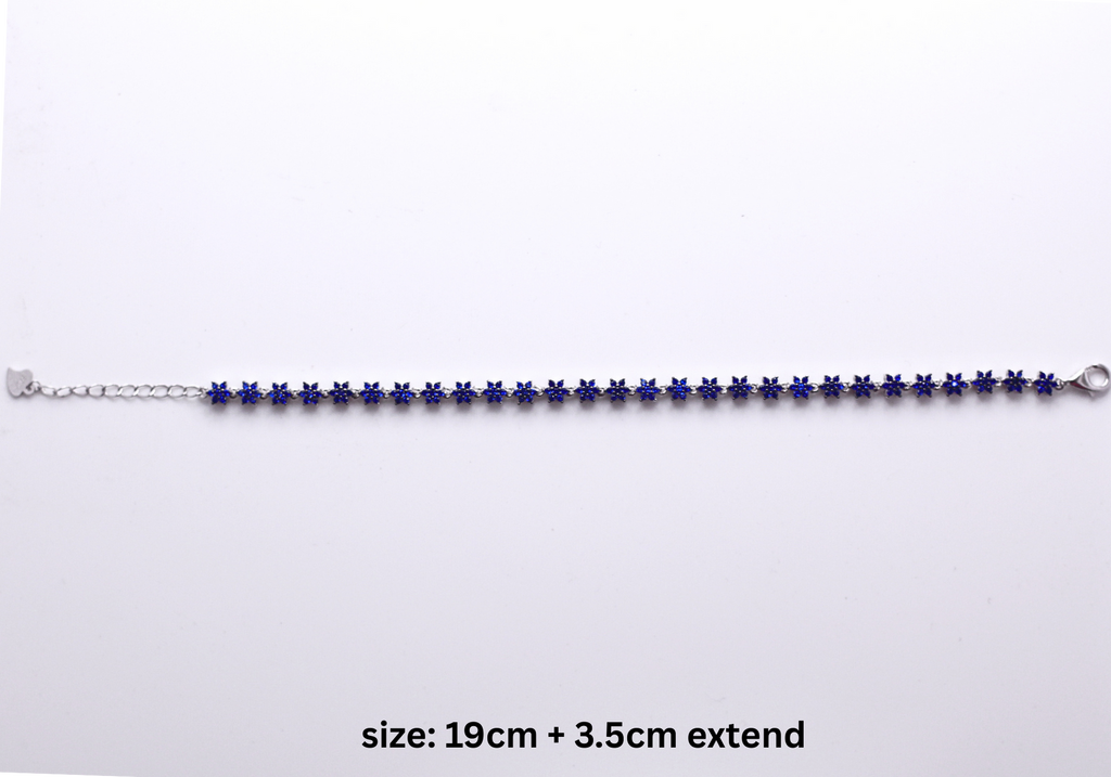 Reeva's 925 Sterling Silver Floral Diamond Bracelet