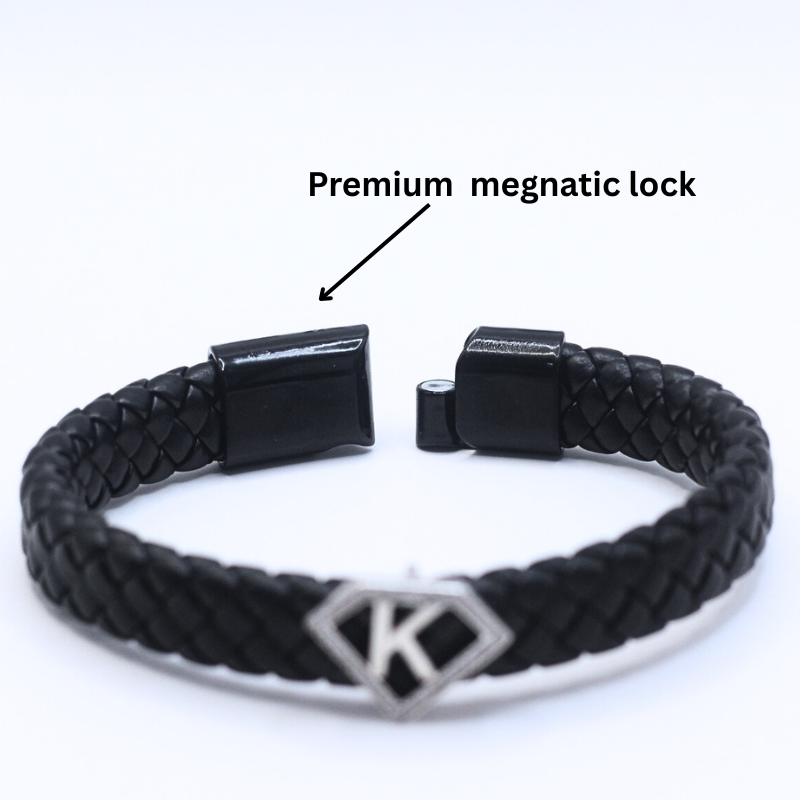 Leather alphabet(K) bracelet