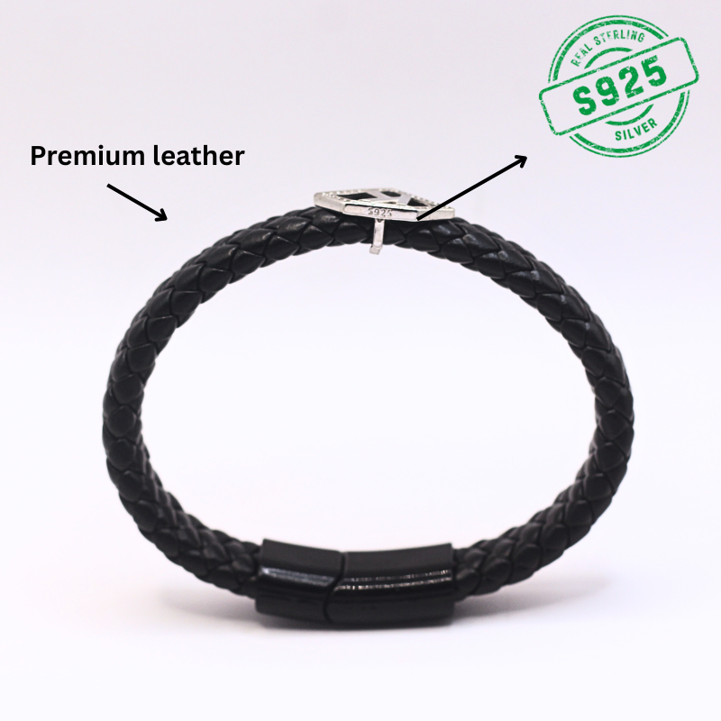 Leather alphabet(K) bracelet