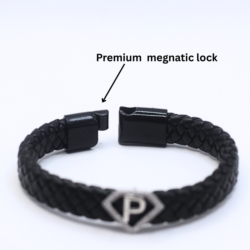 Lether alphabet(P) bracelet