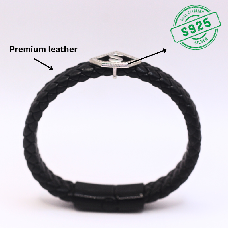 Leather alphabet(S) bracelet