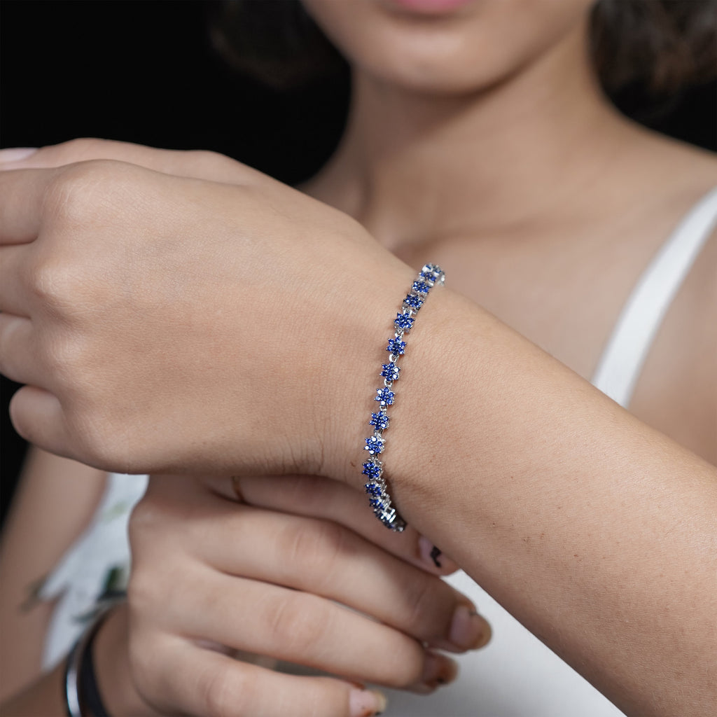 Reeva's 925 Sterling Silver Floral Diamond Bracelet
