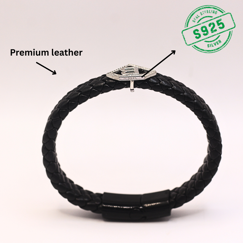 Leather alphabet(B) bracelet