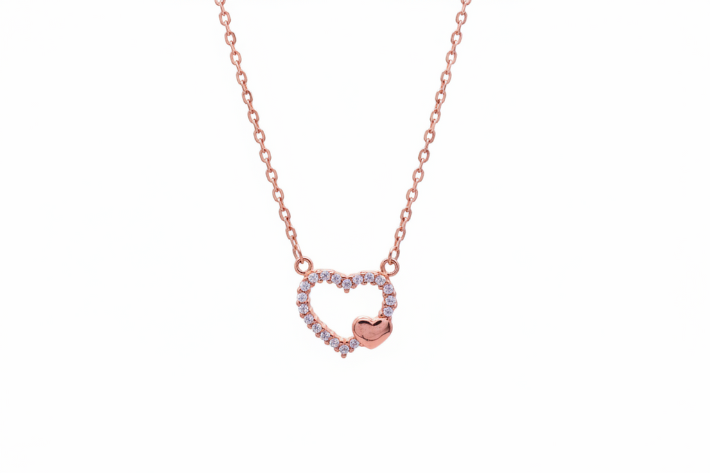 Reeva's 925 sterling silver chain pendent with rose gold