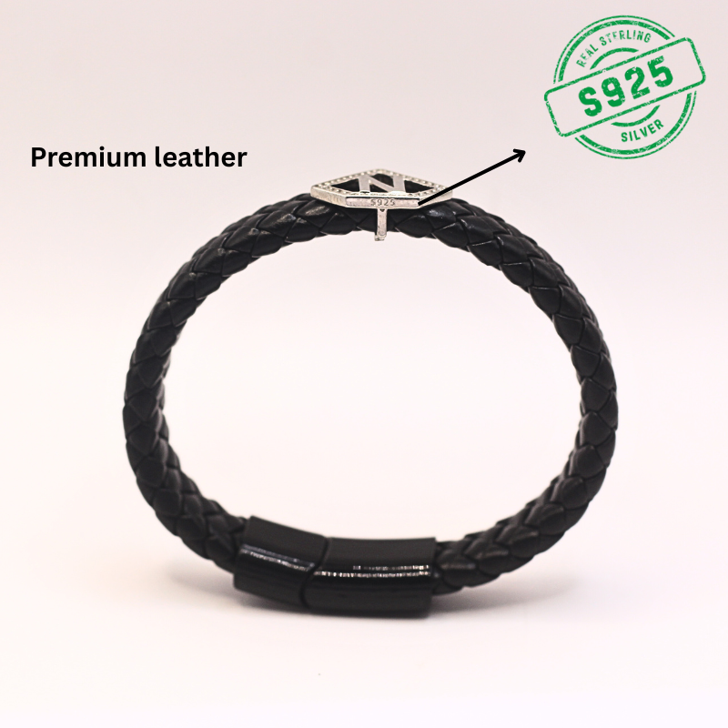 Leather alphabet(N) bracelet