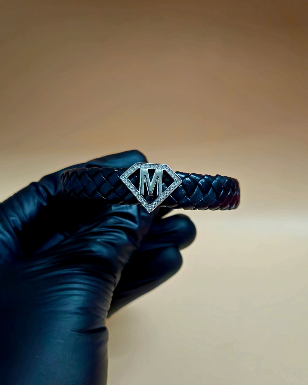 Leather alphabet(M) bracelet