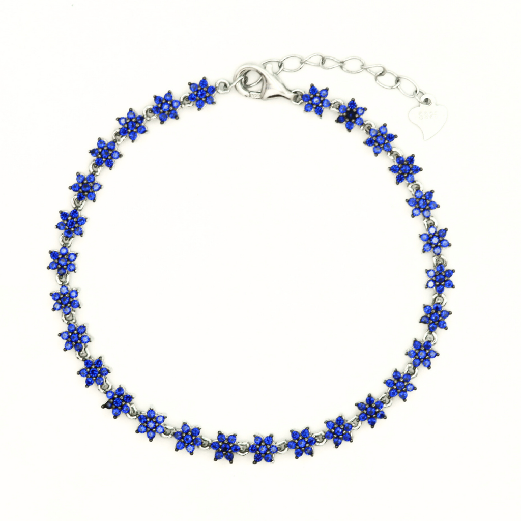 Reeva's 925 Sterling Silver Floral Diamond Bracelet