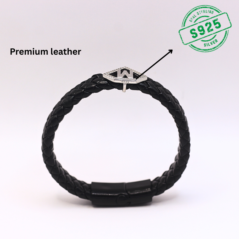 Leather alphabet(M) bracelet