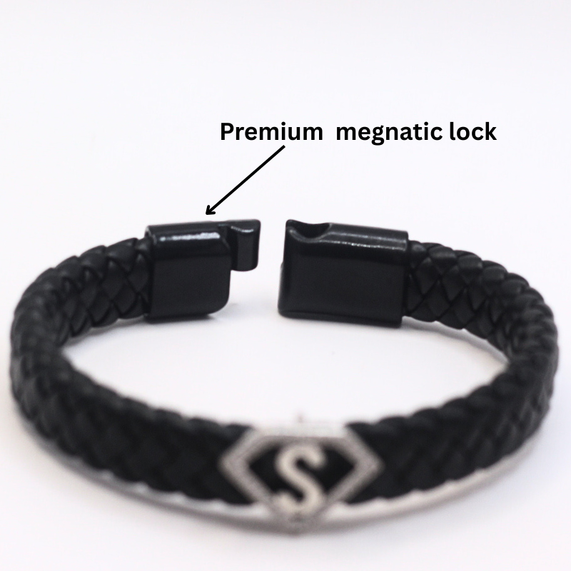 Leather alphabet(S) bracelet