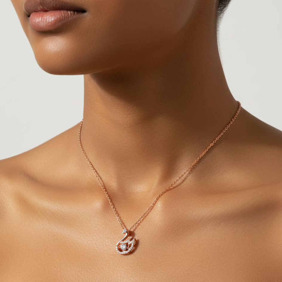 Reeva's 925 sterling silver Swan diamond Pandal with rose gold