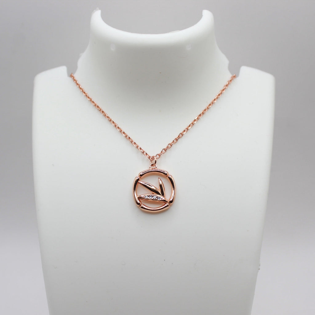 Reeva's 925 sterling silver Leaf necklace with rose gold