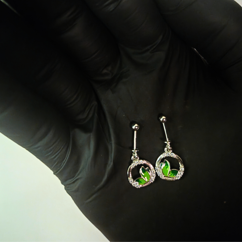 Green Enamel & CZ Stones bugdi