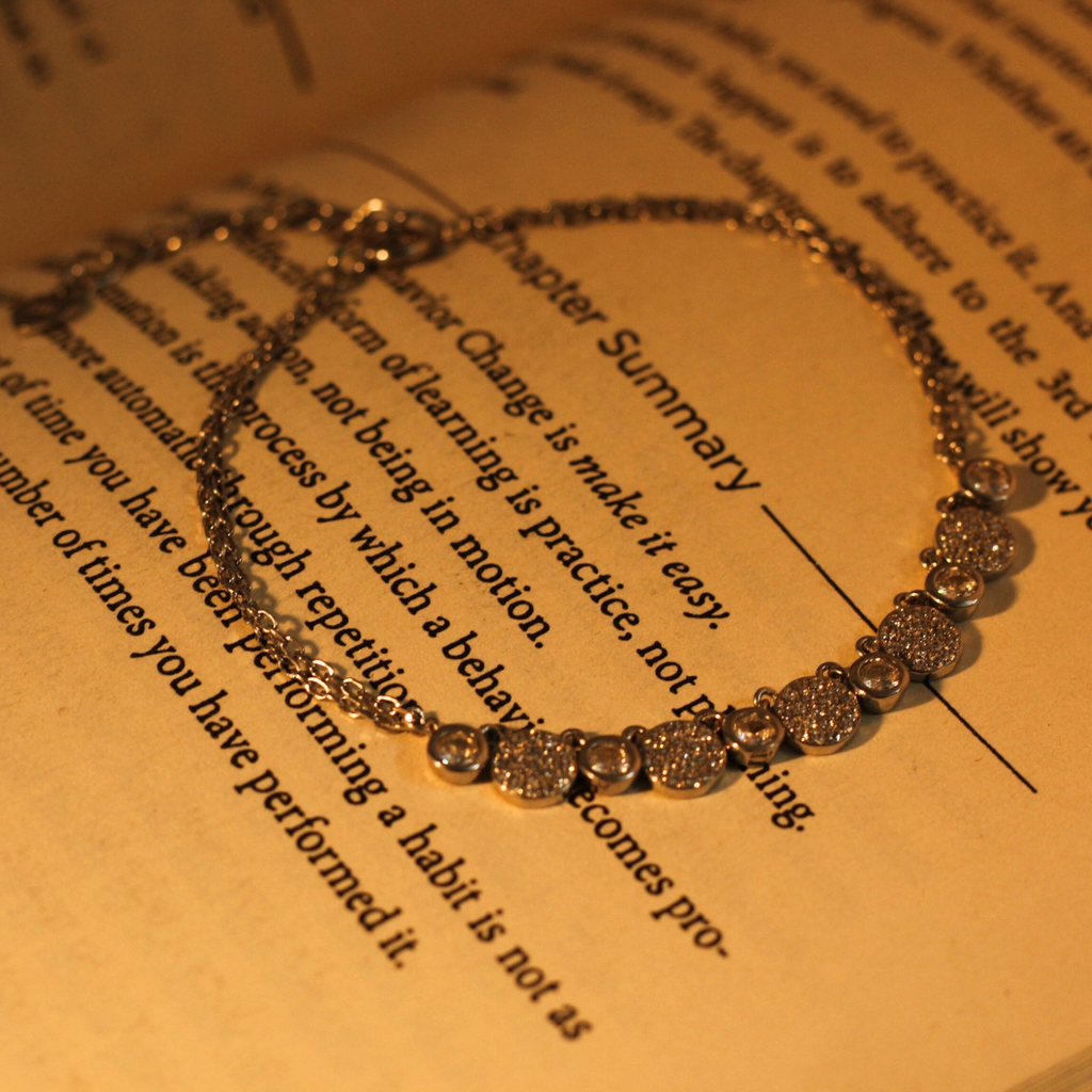 Reeva's 925 Sterling Silver Curved Shaped Diamond Bracelet