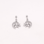 Elegant 925 Silver floral CZ Drop bugdi