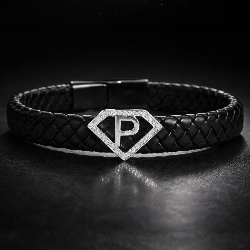 Lether alphabet(P) bracelet