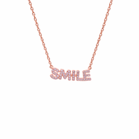 Reeva's 925 sterling silver ‘SMILE’ Pendant Necklace with Rose Gold