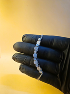 Reeva's 925 Sterling Silver Curved Shaped Diamond Bracelet